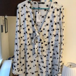 White and black star dress